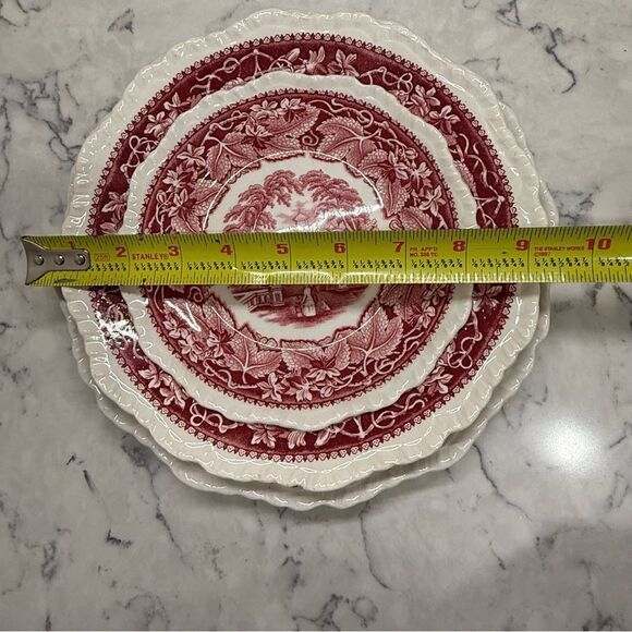 Vintage antique Mason ware red vista pink  transferware rare collectible set 1 - Picture 10 of 12